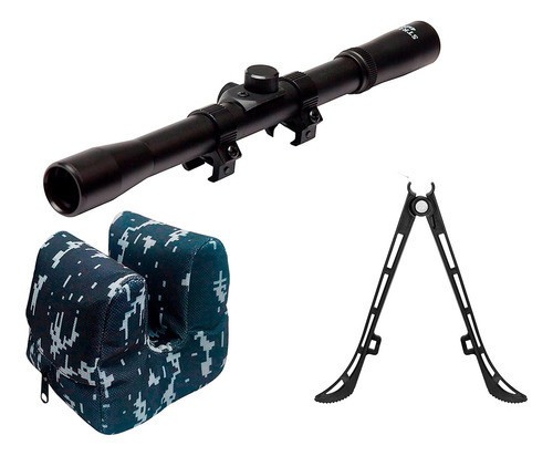 Bipe Sport Up + Mira Luneta 4x20 Trilho 11mm + Sandbag Cinza 0