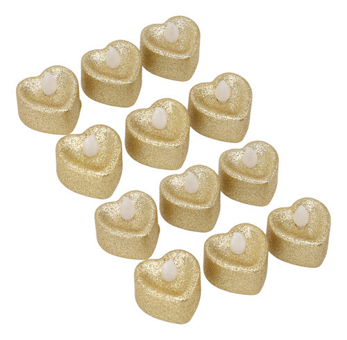 12 Peças De Lâmpada De Vela Led Em Pó Dourado Em Forma De Co 0