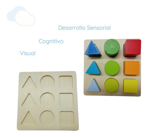 Juguete Didáctico Madera Encastre Figuras Geométricas 1