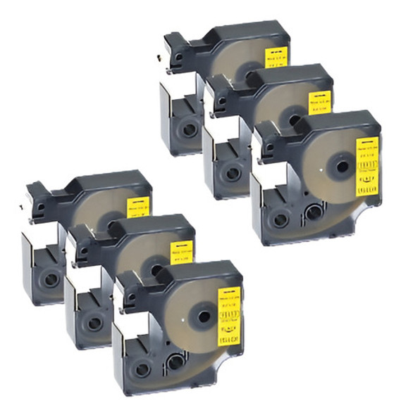 6pk Negro En Vinilo Amarillo Etiqueta 18433 Para Rhino Dymo 0