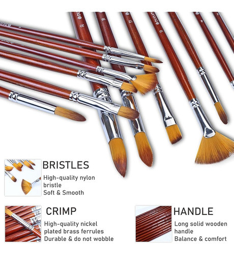 Dugato Juego De Pinceles De Pintura De Artista 13 Piezas, Pi 1