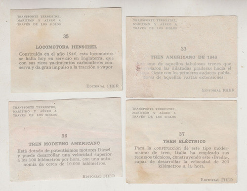 1958 Ferrocarril Lote 4 Tarjetas Vintage Figuritas Fher Raro 1