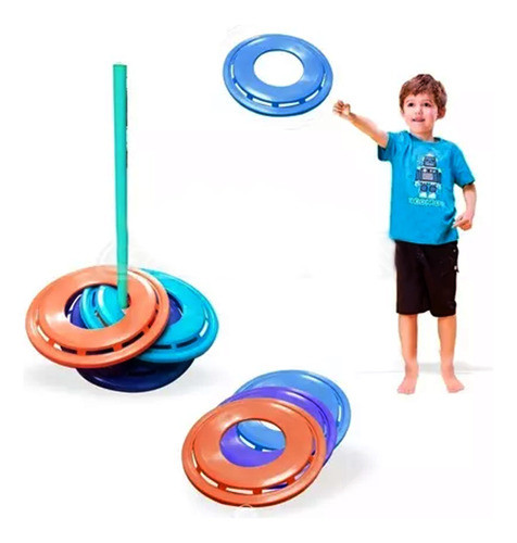 Juego Embocar Lanzar Frisbee Aros Palo Habilidad 0