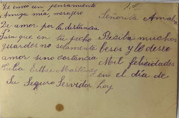 Antigua Postal Romántica, Dedicatoria, Circa 1900, Pr47 1