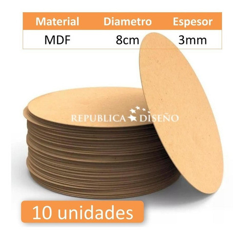 Base Circulo 8cm Diametro Madera Fibrofacil Mdf Portavasos 1