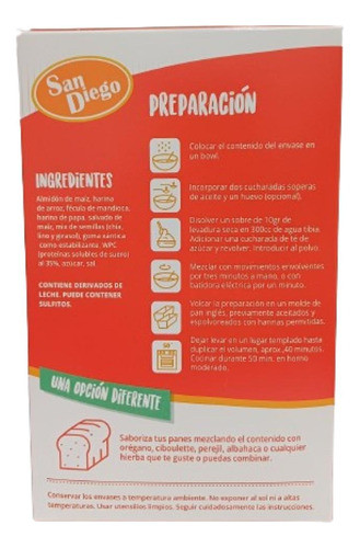 Premezcla Para Pan Con Semillas Sin Tacc San Diego 400 Gr 1