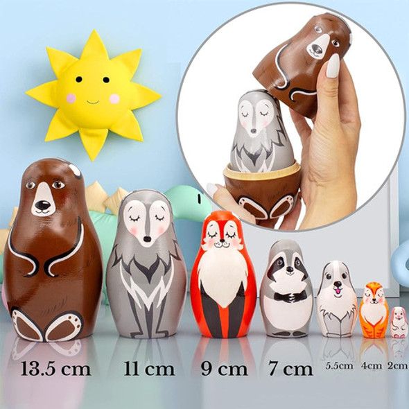 Aevvv Wild Animals Nesting Dolls Set Of 7 Pcs - Matryoshka D 1