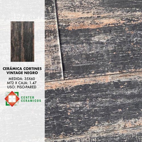 Cerámicos Pisos Simil Madera Cortines Vintage Negro 35x60 1