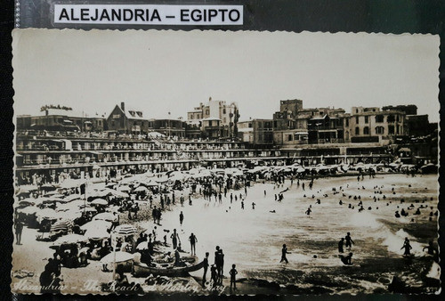 Antigua Postal De La Playa De Alejandría Egipto 0
