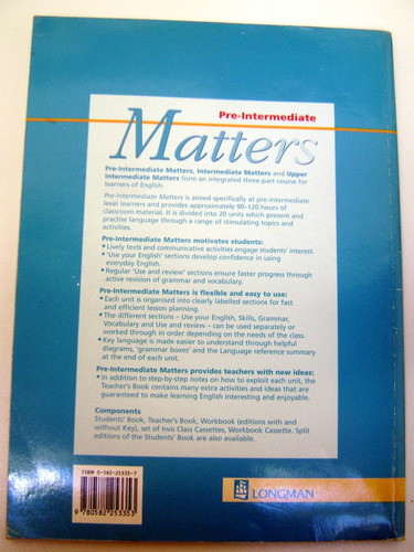 Pre Intermediate Matters Student´s Book Bell Longman Boedo 1