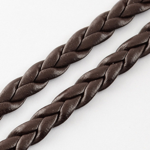 Cordon Trenzado Simil Cuero 5x1mms Rollo 10mts Marron Oscuro 0