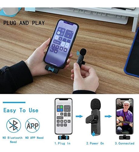 Micrófono De Solapa Inalámbrico De 2 Piezas Para iPhone iPad 1