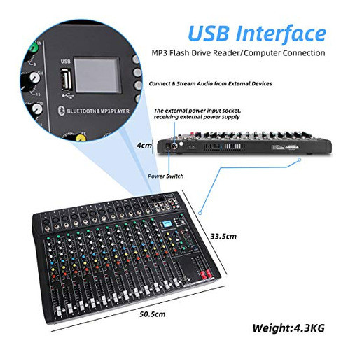 Mezclador De Audio De Estudio Depusheng Dt12 Interfaz De Con 1