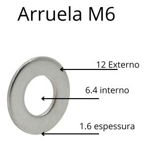 Arruelas Zincada Lisa M6 200pçs 1