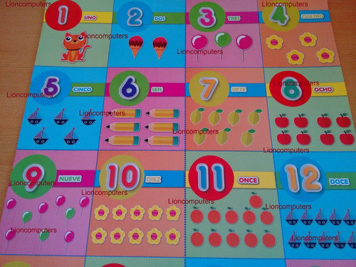 Cartulina Bifaz Numeros Castellano Inglés 70 X 50 Cm 10 H Of 0