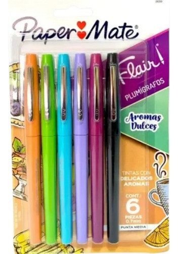Caneta Flair Hidrocor Aroma 0.7mm C/ 6 Peças Paper Mate 0