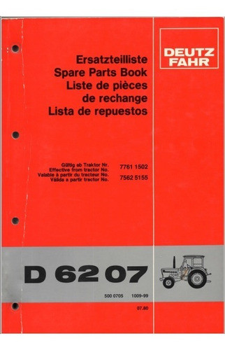 Manual Despiece Repuestos Tractor Deutz Fahr D 6207 0