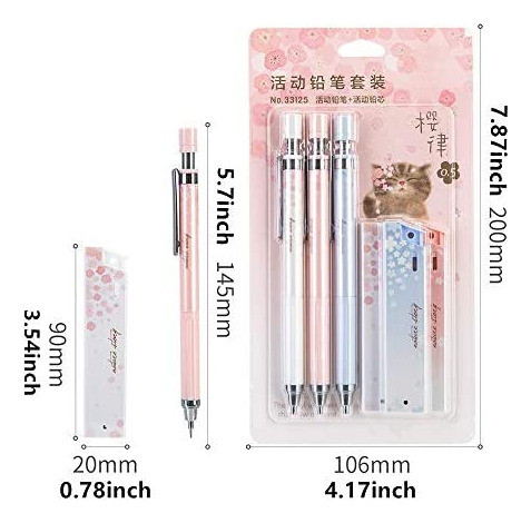 Conjunto De Lápis Mecânico Ipienlee Cherry Com Chumbo, 6 Pe 1
