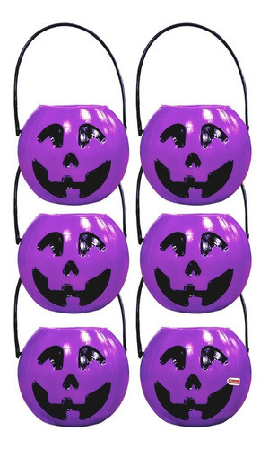 Mini Balde Calabaza 6x5 Cm X6 Halloween Golosina - Cc 0