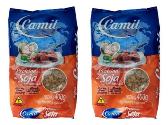 Proteína Texturizada De Soja Escura Camil Pacote 400g Kit 02 1