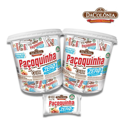 2 Paçoquinha Rolha Zero Açúcar Dacolônia Pote 32 Unidades 0