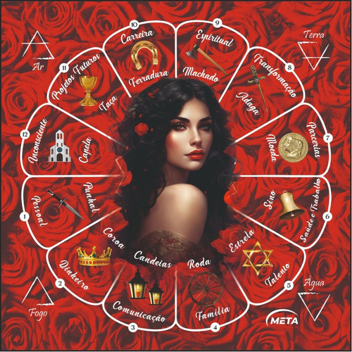 A Legítima Toalha Cigana Cartas 70x70cm Vermelho Vivo 0