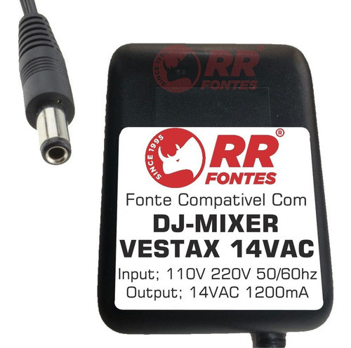 Fonte De Alimentação Compativel Dj Mixer Vestax  Ac 14v 1,2a 1