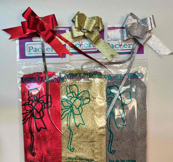 Moños Mágicos Glitter N°25  X 50 Unidades Plateado 1