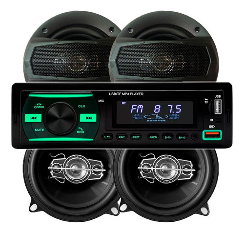 Estéreo Bluetooth Usb + Parlantes 6 PuLG + 5 PuLG Xline 0