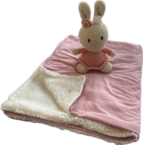 Manta Rebozo Corderito Y Tela Con Diseño +juguete Amigurumi 0
