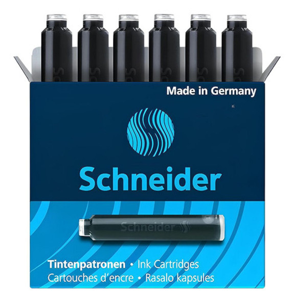 6 Unidades Carga De Caneta Schneider Preta 0
