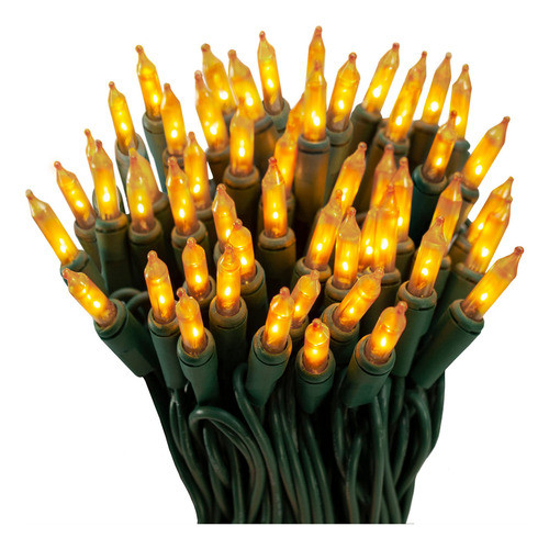 100 Luces Doradas De Navidad Con Escarcha En Una Cuerda De A 0