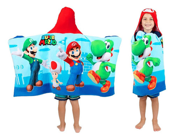 Super Mario Bath/pool/beach Soft Cotton Terry Hooded Towel W 0 Super Mario Bath/pool/beach Soft Cotton Terry Hooded Towel W 0