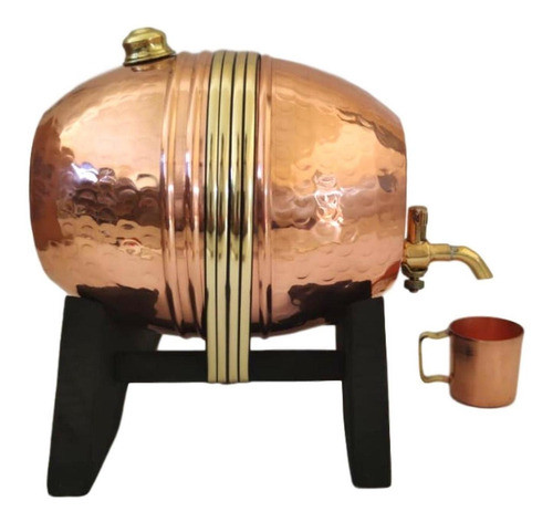 Barril De Cobre  Martelado 2 Litros + 1 Canequinha De Cobre 1