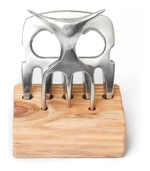 Set Asado Garra De Oso Y Tridente Con Base En Madera 1 Set Asado Garra De Oso Y Tridente Con Base En Madera 1