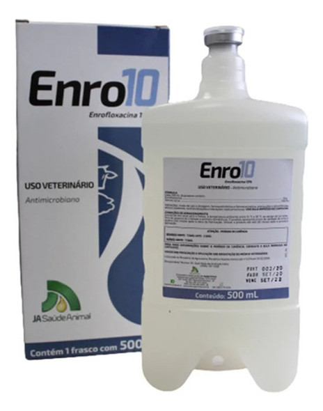 Enro10 Enrofloxacina 10% 500ml ( Similar Ao Zelotril ) - Ja 0