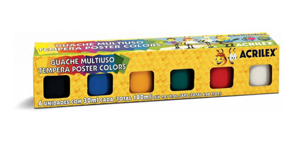 Tinta Guache 30ml 6 Cores Acrilex 0
