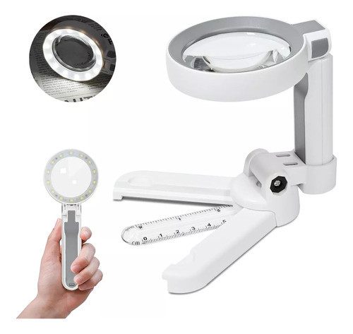 Lupa De Mesa Regla 2.5x Y 8.25x Aumentos Con Luz Led Blanca® 0