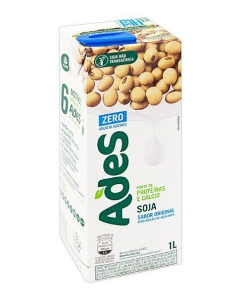 Bebida À Base De Soja Original Ades 20 Un 1l Zero Açúcares 0