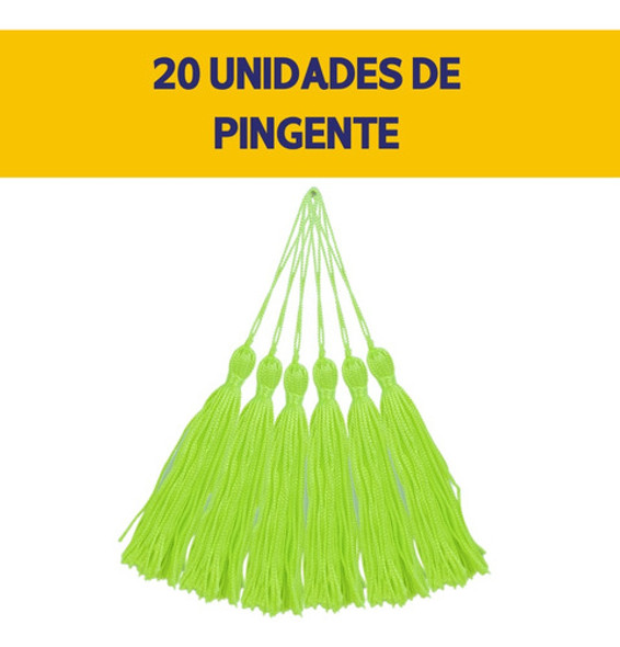 Pingente De Seda Tassel - Franja - Verde Neon - C/20 - Nybc 1