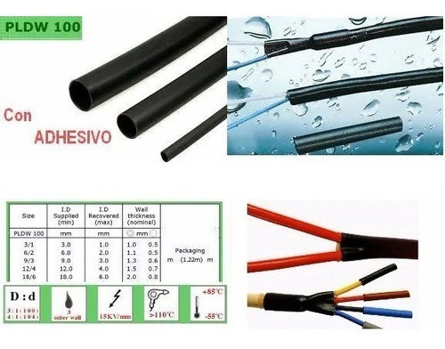 Termocontraible Con Adhesivo Pared Gruesa 25 A 8mm X 1.20mts 1