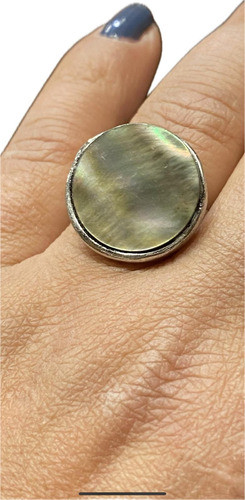 Anillo Acero Y Nacar Tornasol Redondo Luli Oferta 0