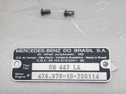 Plaqueta Motor / Mercedes Om 314 / Om352 / Om366 / Om457 0