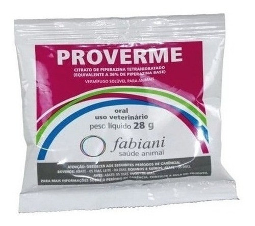 Remedio  Verme  Aves, Suínos, Equinos, Cães- Proverme Kit 06 1