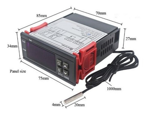 Controlador De Temperatura Digital + Sensor Ntc 2 Relé 220v 1