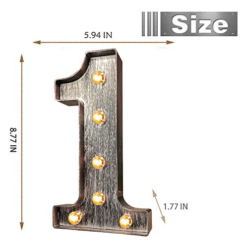 Letra Grande De Marquesina Con Luces Vintage Plata Nro 1 1
