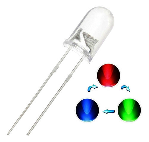 5 Led 5mm Flash Intermitente Lento Multicolor Rgb 0