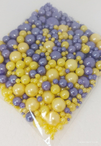 Sprinkles Perlas Amarillas Y Violetas Para Repostería 1