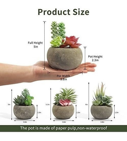 4 Plantas Suculentas Artificiales Con Masetas. 1