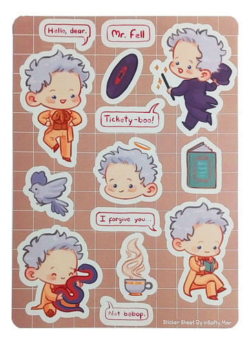 2 Planchas De Stickers Aziraphale Y Crowley (good Omens) 1